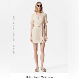 Belted Cream Linen Mini Dress